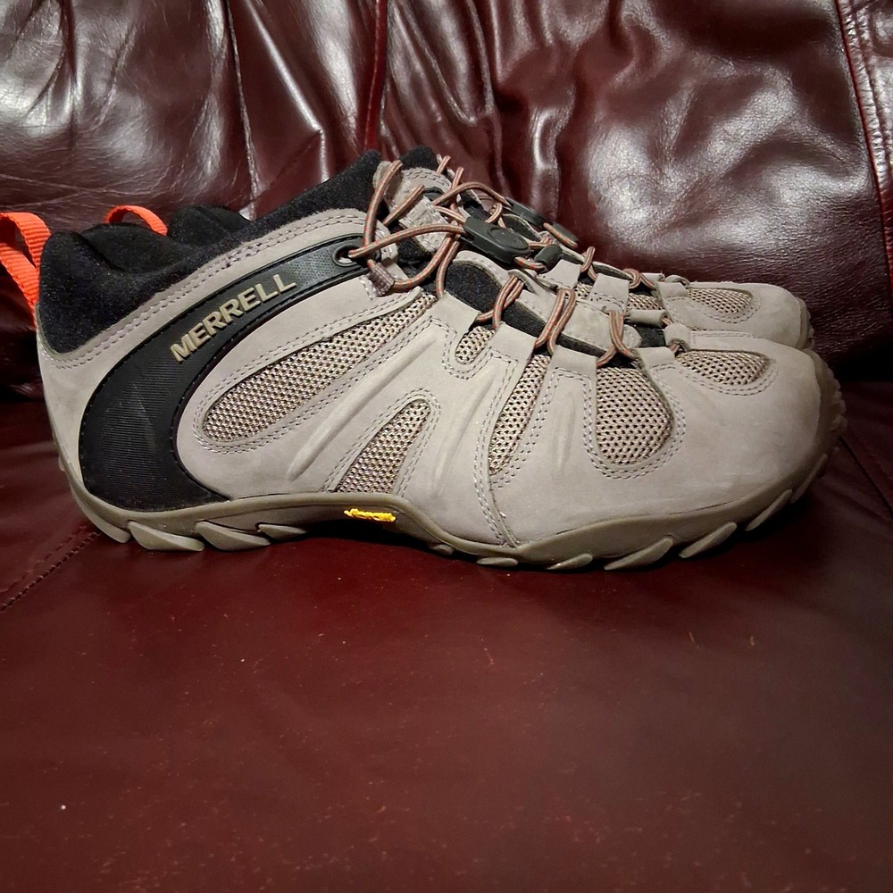 Merrell Chameleon 8 Stretch Mens 10 Hiking Shoes Boulder Grey Vibram EUC